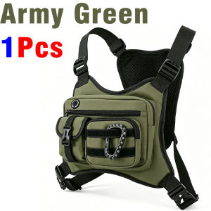 Fishing Chest Rig Vest Multi-Pockets Molle Design Adjustable Strap Fishing Tackle Chest Pack for Outdoor Camping Hiking Angling