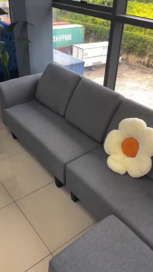 FURNITURE FARM : LAZZO 388 4 Seater Canvas L Shape Designer Sofa with Stool Sofa L Shape