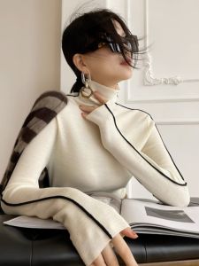 HUOLISI | Autumn and Winter Color Block High Neck Slim Fit Wool Knitwear