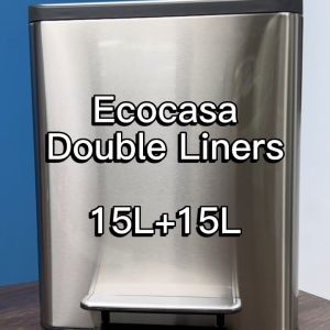 EKO Ecocasa II 15L/15L Stainless Steel Recycling Bin with Soft Closing System | Eco-Friendly Kitchen Trash Bin