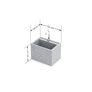 Natural Granite Outdoor Laundry Sink with Scrub Board Integrated Countertop And Basin for Washing Vegetables High Depth Splash Proof