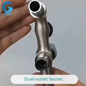 Stainless Steel Two way garden water tap double head Kitchen Bathroom Toilet 2 way Faucet Angle Valve wash basin tap