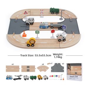 LEKU | Compatible Brio Wooden Track Car Set