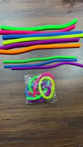 3-6PCS Multi-Color Funny Unicorn & Caterpillar Fidget Toys Elastic Rope TPR Pull String Stress Relief Toys Childrens Holiday