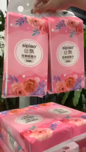Thùng 10 Bịch Giấy Treo Đa Năng SIPIAO Hoa Mẫu Đơn Khăn Rút Treo Trường 4 Lớp mỗi bịch 1000 Tờ Loại 1