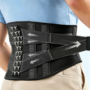 Adjustable Compression Back Brace Ergonomic Lumbar Support Belt with Metal Steel StaysSports Waist Support Gym Running Cycling