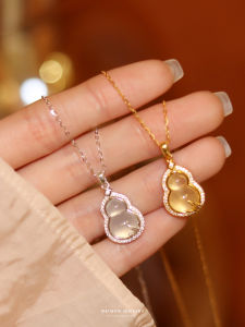 Fuhu Bamboo Shadow Natural White Agate Pure Silver Chinese Gourd Clavicle Necklace Womens Fashion Jewelry Gift