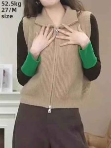 Autumn High Neck Double Zip Knit Vest