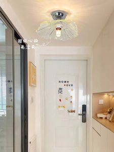 Simplified Luxury Single Head Corridor Ceiling Light Silver French Style High Cream Entrance Hallway Lighting Iron Art Absorption