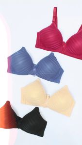 Wimiu BH Bra Wanita BH Tanpa Kawat Busa Tipis Motif Garis Jaring 100111