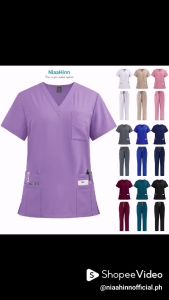 S/M Scrub Suit Elastic Wrinkle Resistant Scrub Suit Set With Cargo Pants Operating Room Clothing
