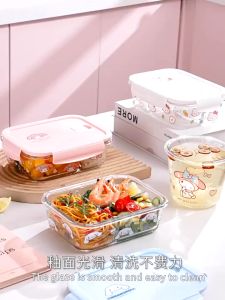 [SG] Glass Sanrio Thick Glass Porridge Soup Compartment Lunchbox Container Storage Food Lunch Hello Kitty Melody CINNAMOROLL