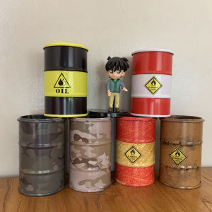 Mini Oil Tank Storage Box Container with Lid for Home Storage Metal Box Container Creative Display Box Gifts