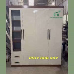 TỦ NHỰA QUẦN ÁO 4 CÁNH TRẮNG ĐẲNG CẤP HIỆN ĐẠI CÓ ĐÈN LED DÀNH CHO GIA ĐÌNH