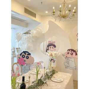 Crayon Xiaoxin Engagement Decorations Arrangement Indoor Proposal KT Board Balloon Cute Cartoon Wedding Tie Creative Background Board
