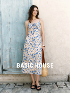 Basic House | Slimming Floral Bow-Tie Midi Dress