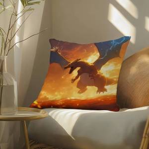 Bandai | Pokemon Rayquaza Anime Plush Pillow Cover Soft Short Plush Cushion Cover For Sofa Bedroom Living Room Home Decor Gift