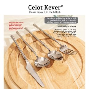 Luxury Minimalist Stainless Steel Flatware Set 4pcs