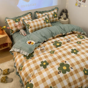 Korean Style Pure Cotton Bedding Set Princess Skirt Design Thickened Bed Sheet Girls Bedding Quartet Comprehensive Shop