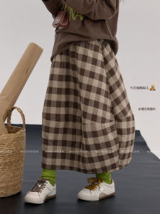 Girls Plaid Skirt Kids Clothing Autumn New Style Half-length Bicolor Umbrella Skirt Casual Patterned Short Skirt for Ages 3-14