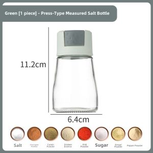 Kitchen Glass Salt Control Bottle Press Type Seasoning Jar Sealed Spice Box Cooking Utensils Nordic Style Storage Container