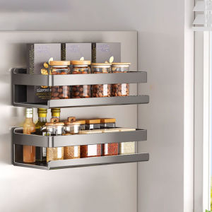 Magnetic Seasoning Spices Organizer Metal Shelves for Refrigerator Hanging Spice Rack Kitchen Storage Organization Accessories