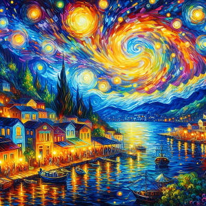 Huacan Full Square Round Diamond Painting Starry Sky House River Diamond Embroidery Landscape Complete Kit Handmade Gift