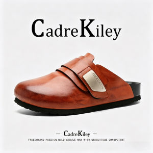 CHAODONG | Black Leather Mens Summer Retro Birkenstocks