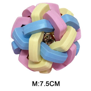 Pet Toy Colorful Bell Ball TPR Macaron Woven Bell Ball Cat and Dog Elastic Ball Teeth Grinding and Bite Resistant Relief Toy