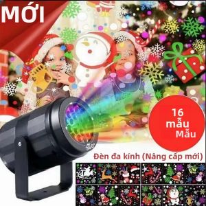 Đèn LED Chiếu Họa Tiết Giáng Sinh Hình Bông Tuyết Đèn Tạo Không Khí 16 Tấm Trang Trí Tiệc Halloween Chất Liệu Nhựa