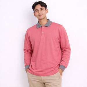 Kaos Kerah Polos Lengan Panjang/Polo Shirt Pria Wanita Size M L XL XXL XXXL Nyaman Dipake