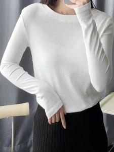 เสื้อยืดแขนยาวผู้หญิงฤดูใบไม้ร่วงฤดูหนาว เสื้อชั้นในทรงเข้ารูป เสื้อคลุมกันหนาวแบบสวมหัว คอปกสูงครึ่งตัว เสื้อผ้าทำงานสไตล์เกาหลี