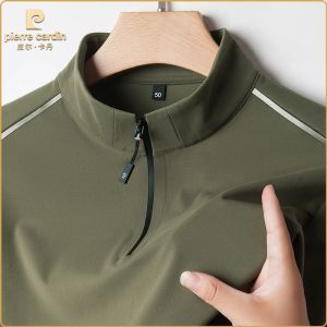 เสื้อโปโลคอตั้งผู้ชาย Pierre Cardin ระดับไฮเอนด์ ผ้าขนแกะ ผ้าฝ้ายผสม ผ้าโพลีเอสเตอร์ ทรงปกติ ฤดูใบไม้ร่วง 2025