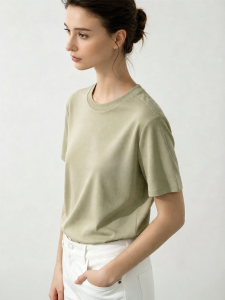 AMII | Breathable and Stretchy Spliced Rib Cotton T-Shirt