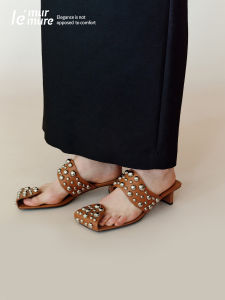 Mirrored Rivets Punk High Heel Flip Flops