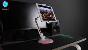 ขาตั้งไอแพด แท๊บเล็ต มือถือ แบบพกพา พับเก็บได้ มีแผ่นยางกันลื่น หมุนได้ 360 องศา รุ่น IP21 สีชมพู