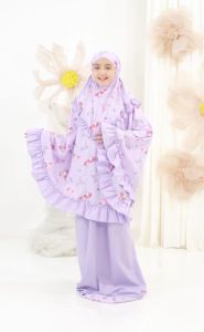 MUKENA BALI TASIK - MUKENA ANAK KATUN MELODY FASHION / MELODY PINK (TAS BULAT )