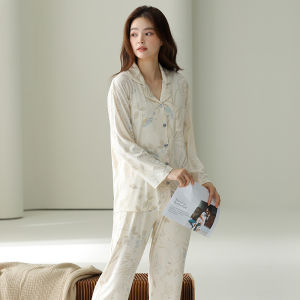 MiiOW | Bộ đồ ngủ dài tay bằng cotton lanh thoải mái thoáng khí rộng rãi mềm mại dành cho nữ Bộ đồ mặc nhà mùa thu 2025 MiiOW Cat Person