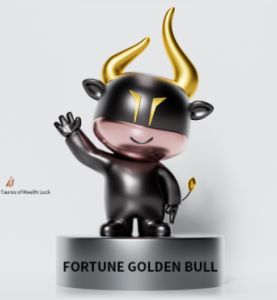 BULLCAPTAIN Golden ฟอร์จูน Ox IP พวงกุญแจตุ๊กตา