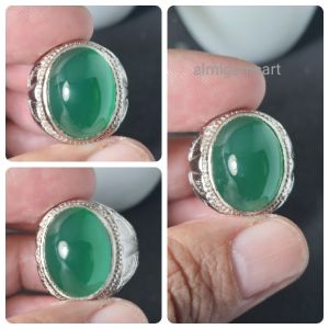 cincin batu akik hijau topaz keristal realpict