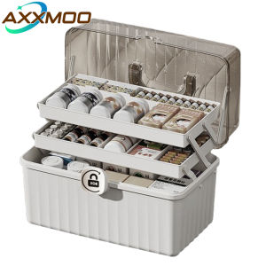 1PCS Art Craft Organizer Storage Box with 3 Layer Multipurpose Plastic Tool Box with Handle for Sewing Art Supply Medicine