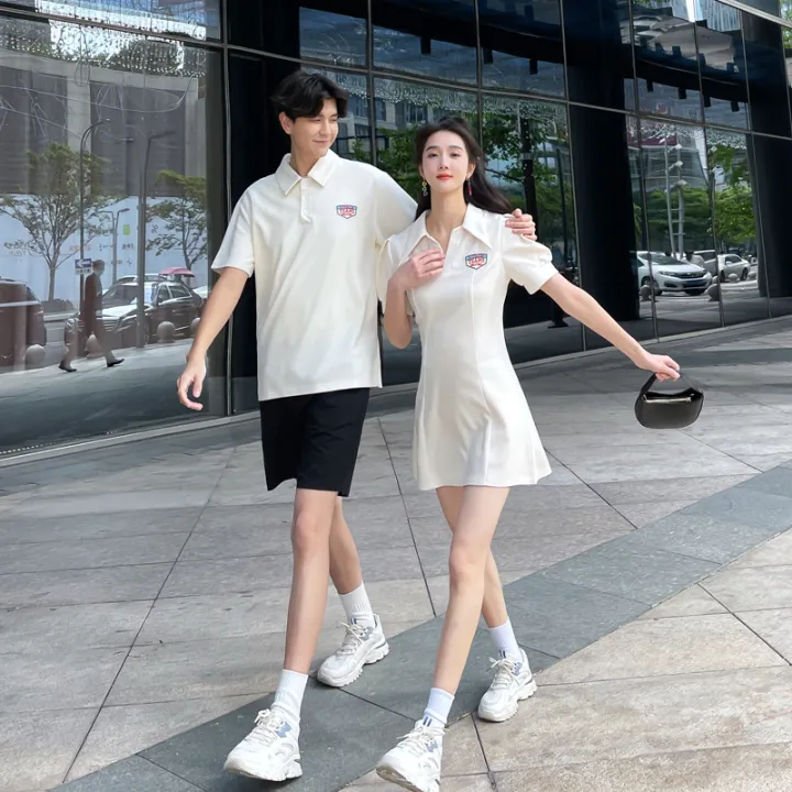 Polo%20Collar%20Bubble%20Sleeve%20Womens%20Korean%20Style%20High%20Waist%20Short%20Skirt%20Couple%20Matching%20Cotton%20Knitted%20Summer%20Dress%20-%20Image%202
