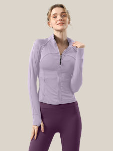 New Womens Sport Yoga Jacket Long Sleeve Stand Collar Quick Dry Mountain Climbing Suit Running Training Fitness Examination Top