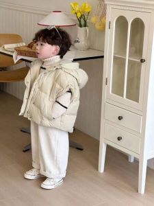 Thickened Warmth Childrens Hooded Vest Cotton Jacket Autumn Winter New Style Korean Version Boys Fashionable Outerwear