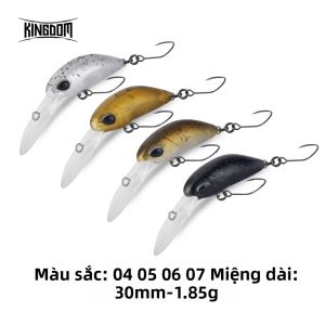 Vương Quốc Micro Minnow Mồi Câu Cá Bộ 3 1.7G & 1.85G Thiết Kế Môi Độc Đáo Móc Đơn Nổi Wobblers Cho Bass Cá Hồi Pike