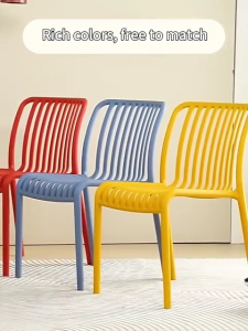Homelife Modern Minimalist Plastic Chair Stackable Plastic Dining Chair Lightweight Dining Chair One Piece Molding Chair