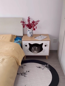 Solid Wood Cat Cage Bedside Table Storage Rack Bedroom Cat House Storage Cabinet Small Bedside Cabinet Exclusive To Cats