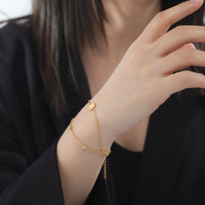 สร้อยข้อมือ Pawnable 18K ใบแบบดั้งเดิมสำหรับผู้หญิงกำไลข้อมือ กำไลข้อมือมิตรภาพ สร้อยข้อมือ Pawnable