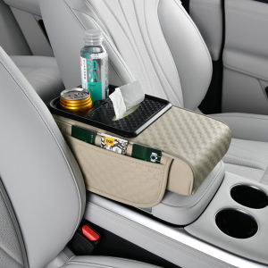 4-in-1 Multifunctional Car Armrest Cushion with Tissue Holder Cup Slot Storage Pocket -PU Leather For Mercedes Benz AMG E C Class W207 W211 W205 W212 W204 W220 W206 W124 W213 W218 W222 CLA CLS GLA GLB GLC GLE GLK GLS Interior Accessories