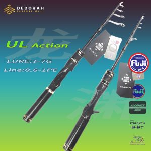 ใหม่คันเบ็ด FUJI ปั่น/หล่อ 60g Line 0.6-1pe/ล่อ 1-7g ความยาว 1.5/1.65 ม. คันเบ็ดดำเนินการ/กำลังของ UL ก้านคาร์บอน กันแดดเสริม เสริมความยาว คันเบ็ดพกพา/ยืดห